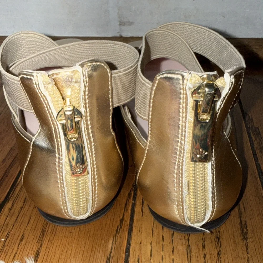 Nina Girls Dress Shoes‎ Ballet Flats Gold Metallic Leather Marissa Size 13M